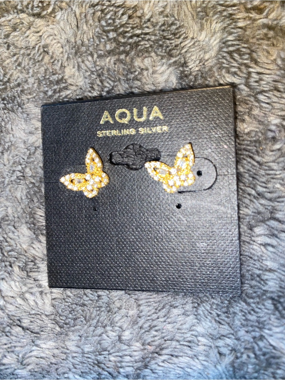 AQUA Sterling Silver Gold Toned Butterfly Stud Earrings $55